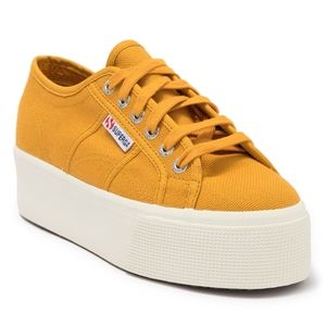 SUPERGA yellow gold platform sneakers size 7.5 USA